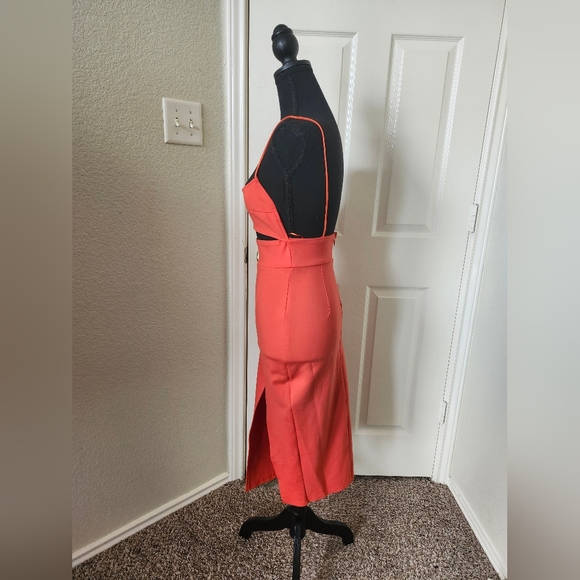 Superdown Revolve Poppy Red Trista Bodycon Midi Dress Cutout S Spaghetti Strap - Picture 7 of 10